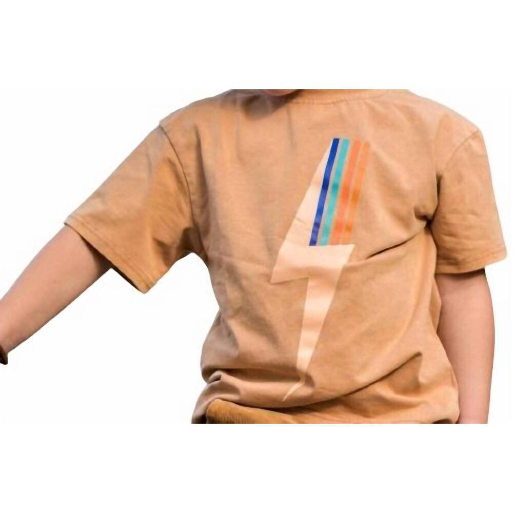 NEW LITTLE RAD THINGS boy's the retro-wash spark tee in brown